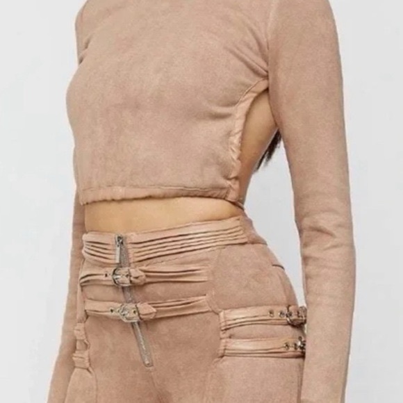 Maniere De Voir Tops - NWT Maniere De Voir Backless Faux Suede Crop Top